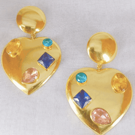 Colorful Cz stone Earring, Brass handmade earring for women